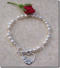 Pearl Heart Charm Bracelet